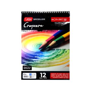 CROQUERA A4/120G (12 HOJAS) PARA GRAFITOS COLORES Y PASTELES