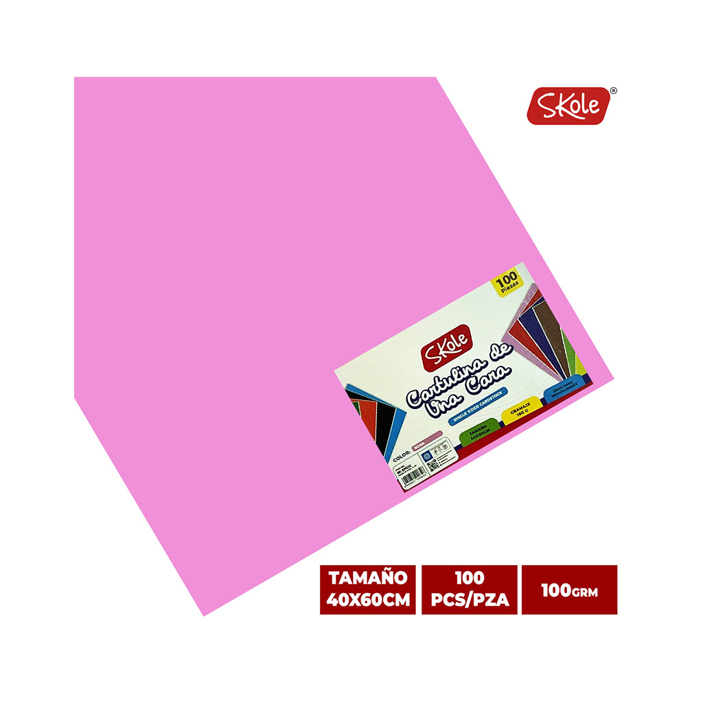 CARTULINA DE UNA CARA ROSA PLIEGO 40x60CM (100PZAS) CARTULINA DE UNA CARA ROSA PLIEGO 40x60CM (100PZAS)