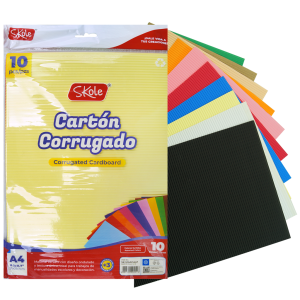 CARTON CORRUGADO COLORES SURTIDOS A4 21X29.7CM SET10PZAS