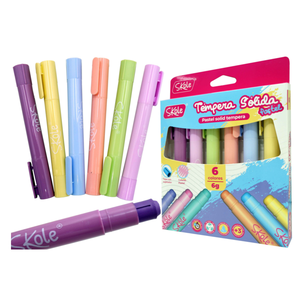 TEMPERA SOLIDA 6 COLORES PASTELES TEMPERA SOLIDA 6 COLORES PASTELES
