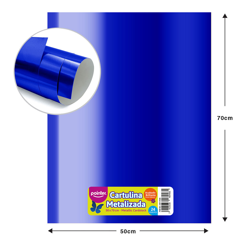 CARTULINA METALIZADA - AZUL (BOLSA X 24 PZAS)