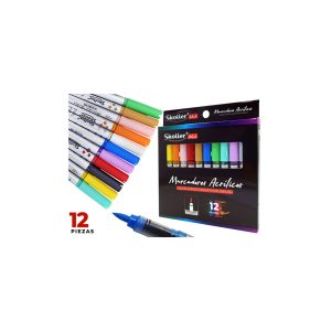 PLUMON ACRILICO PUNTA PINCEL 12 COLORES