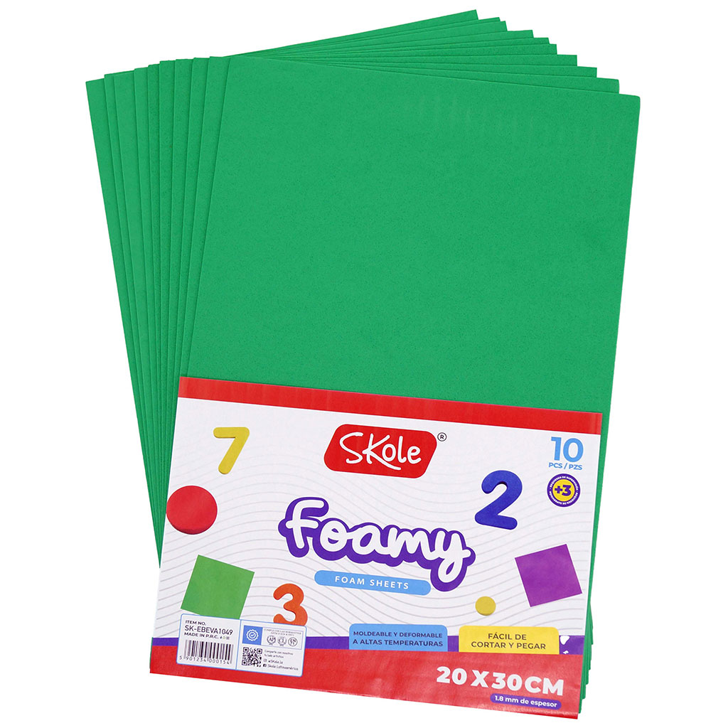 GOMA EVA VERDE PLIEGO 40X60CMX1.8MM (10 PZAS)