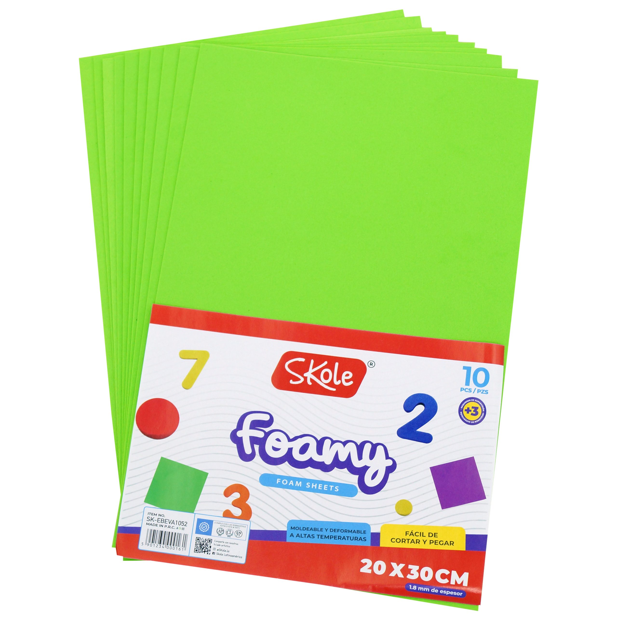 GOMA EVA VERDE CLARO PLIEGO 40CMx60CMx1.8MM (10PZAS)