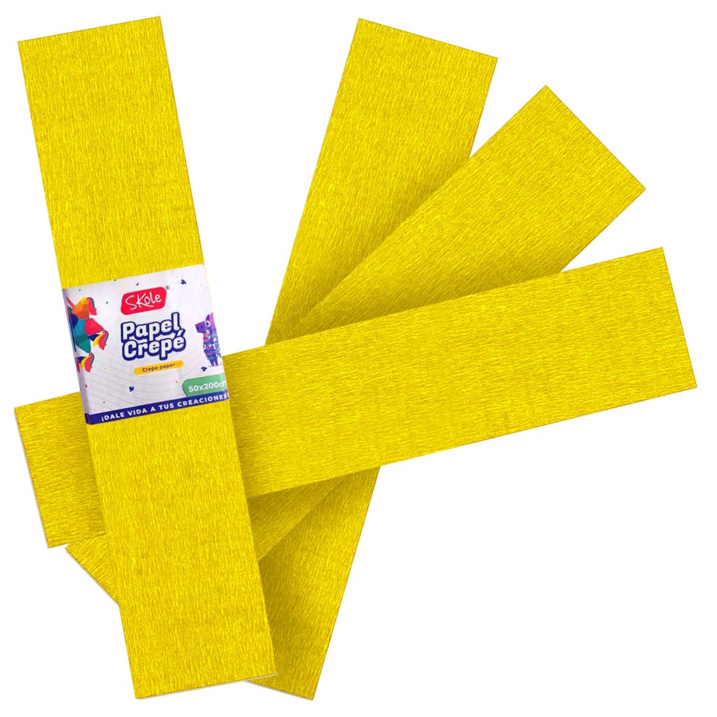 PAPEL CREPE AMARILLO (10PZAS) 50X200CM 17GR PAPEL CREPE AMARILLO (10PZAS) 50X200CM 17GR