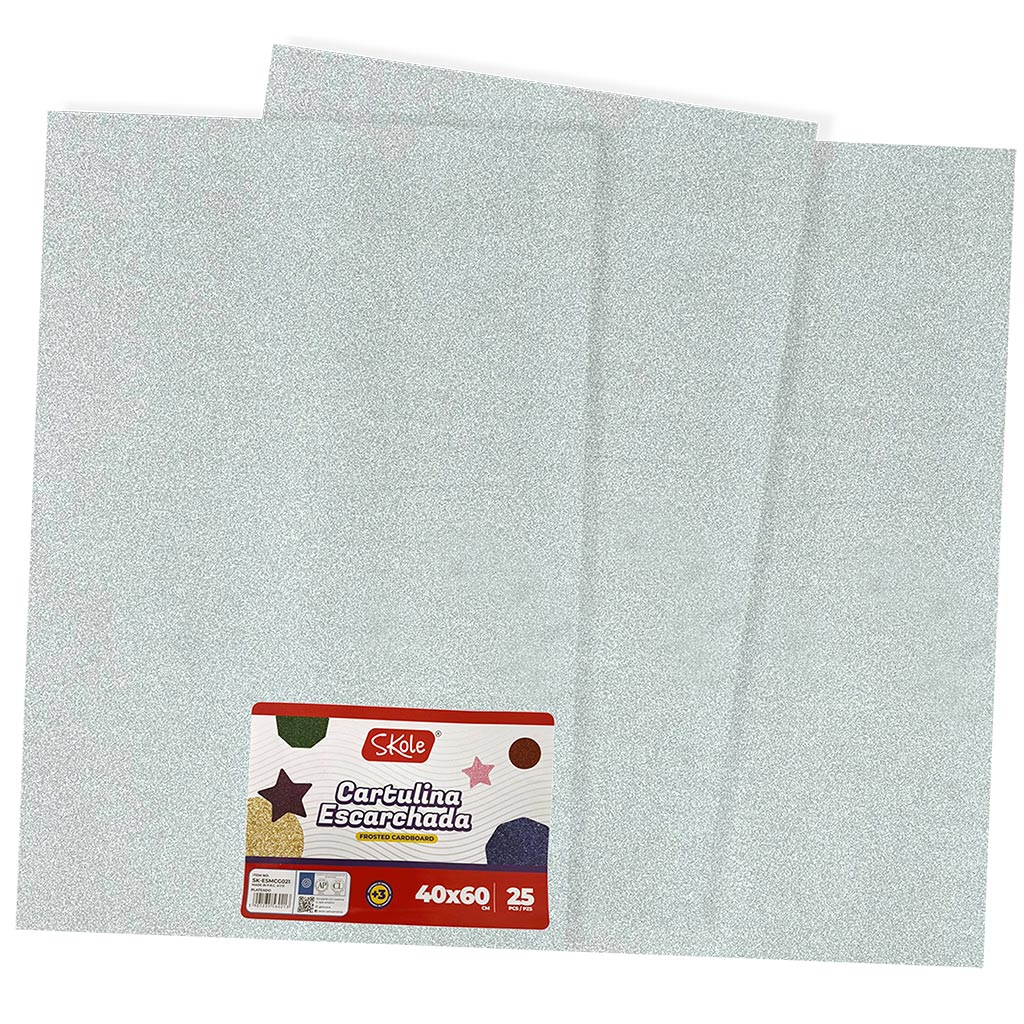 CARTULINA GLITTER PLATEADA 25PZAS 40X60CM CARTULINA GLITTER PLATEADA 25PZAS 40X60CM