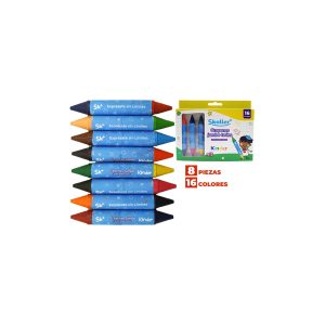 CRAYONES JUMBO DOBLE PUNTA 8PZAS/ 16 COLORES