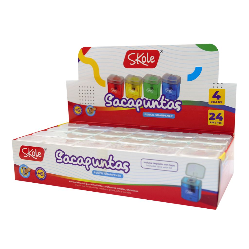 SACAPUNTA CON DEPÓSITO COLORES SURTIDOS (BOX 24PZAS)