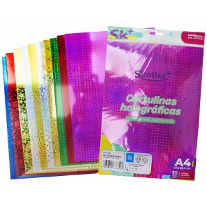 CARTULINA HOLOGRFICA A4 DE 230GR, SET DE 10PZAS