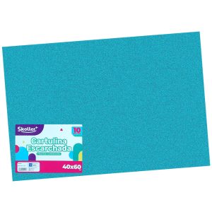 PAPEL GLITTER TURQUESA SET 10 PLIEGOS 40X60
