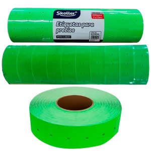 ETIQUETA PRECIOS VERDE NEON SKOLLER SET 10PZAS